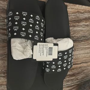 Brand new mcm slippers with ticket